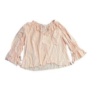 Caslon Peach Orange Swiss Dot Bell Sleeves Blouse 2X